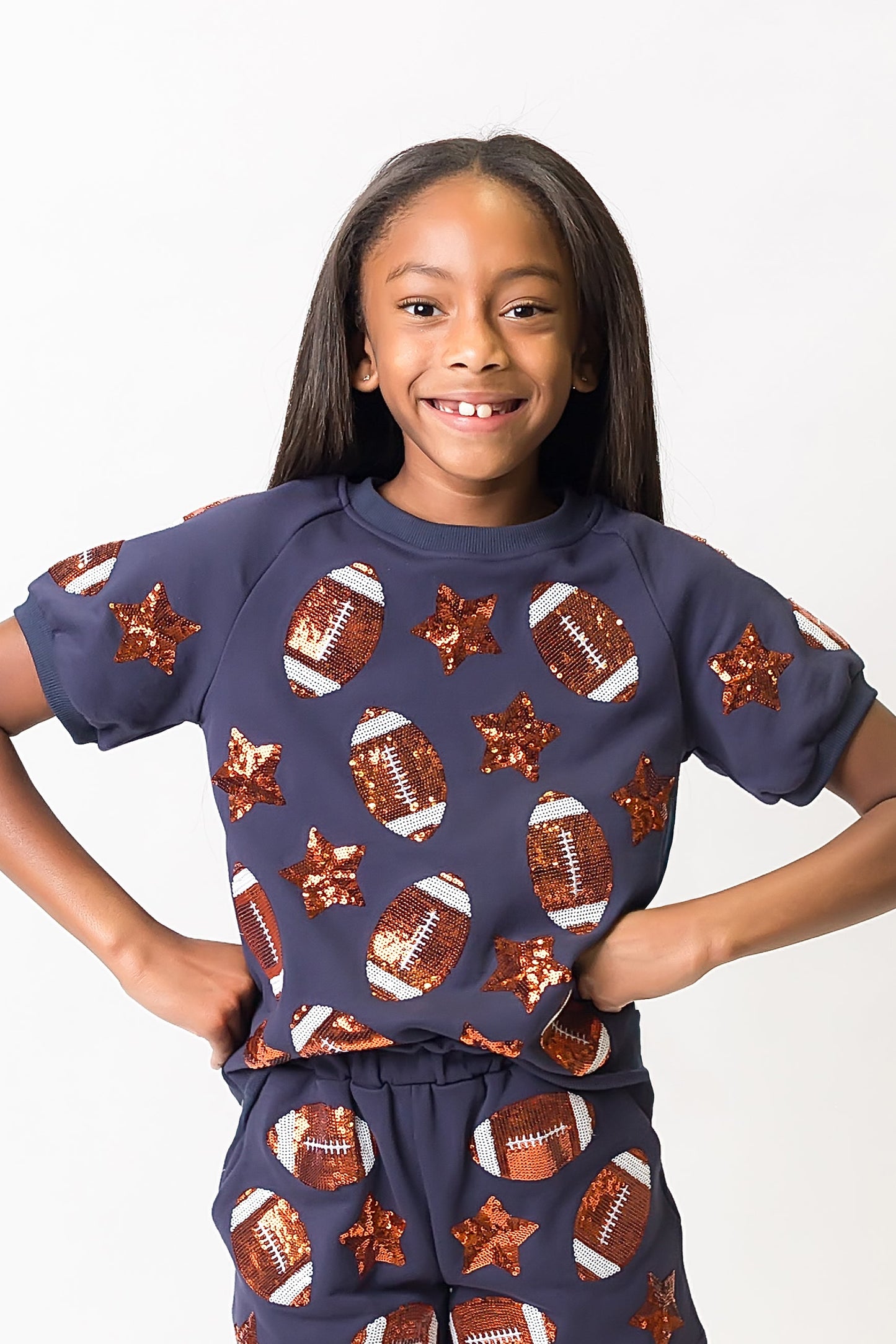 Kids' Navy and Orange Football Top