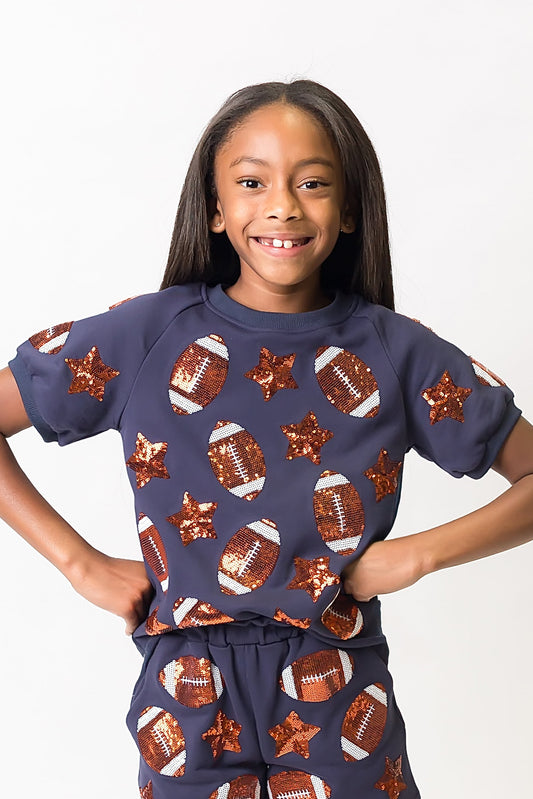 Kids' Navy and Orange Football Top
