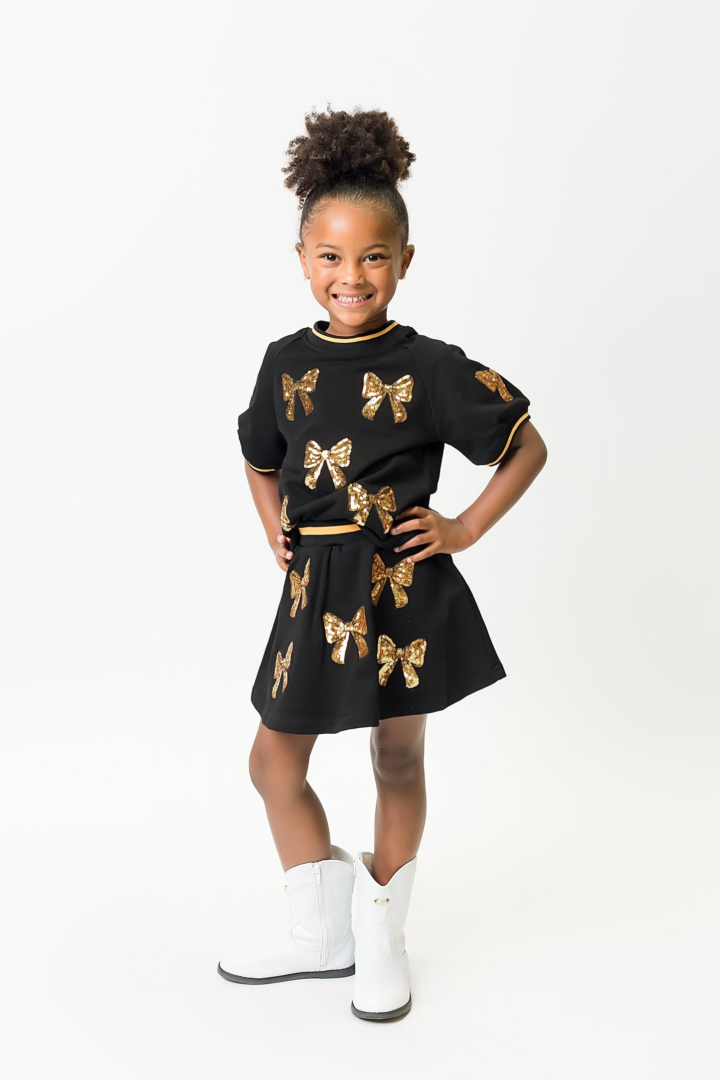 Black and Gold Bows Skort