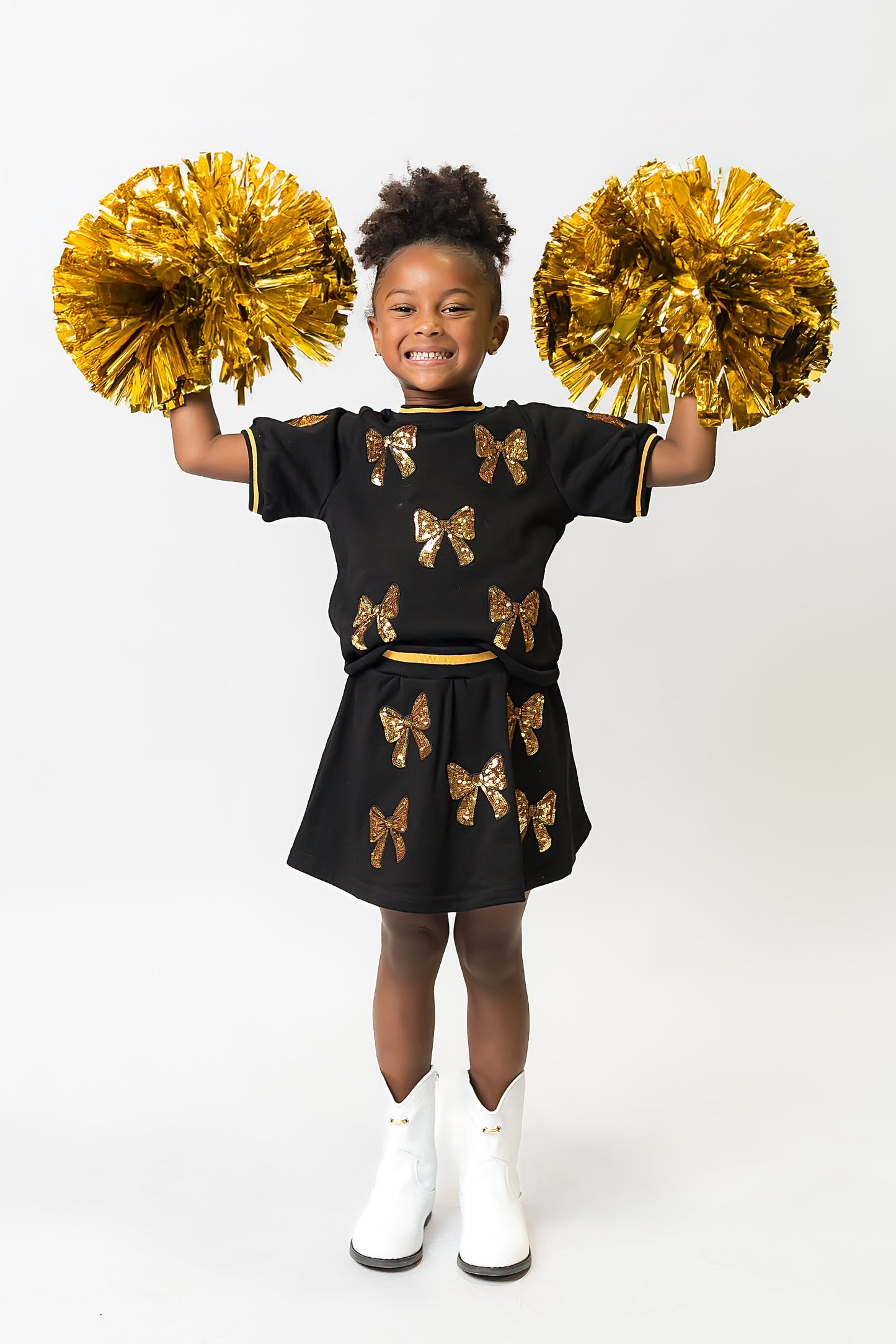 Black and Gold Bows Skort
