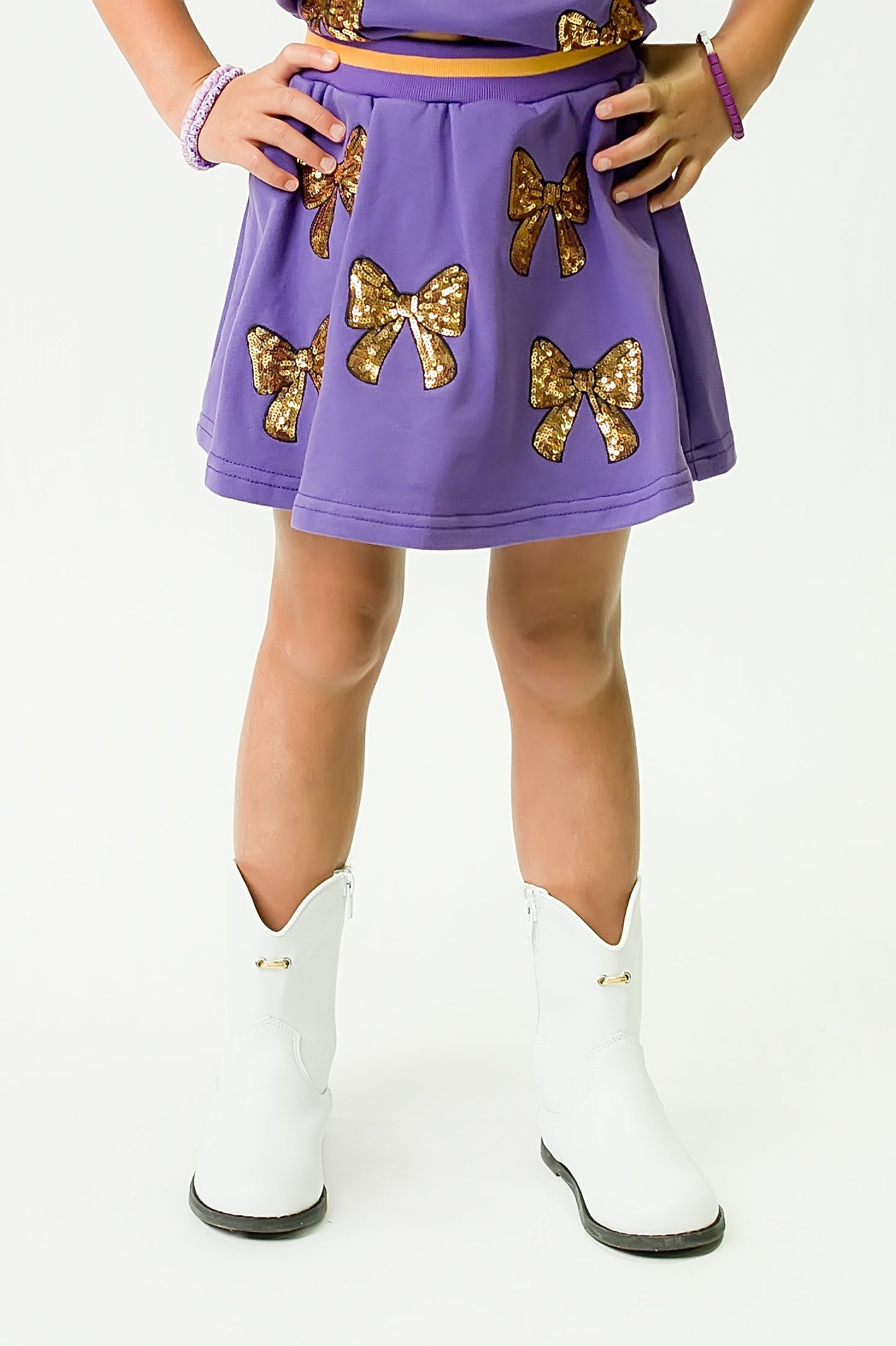 Purple and Gold Bows Skort