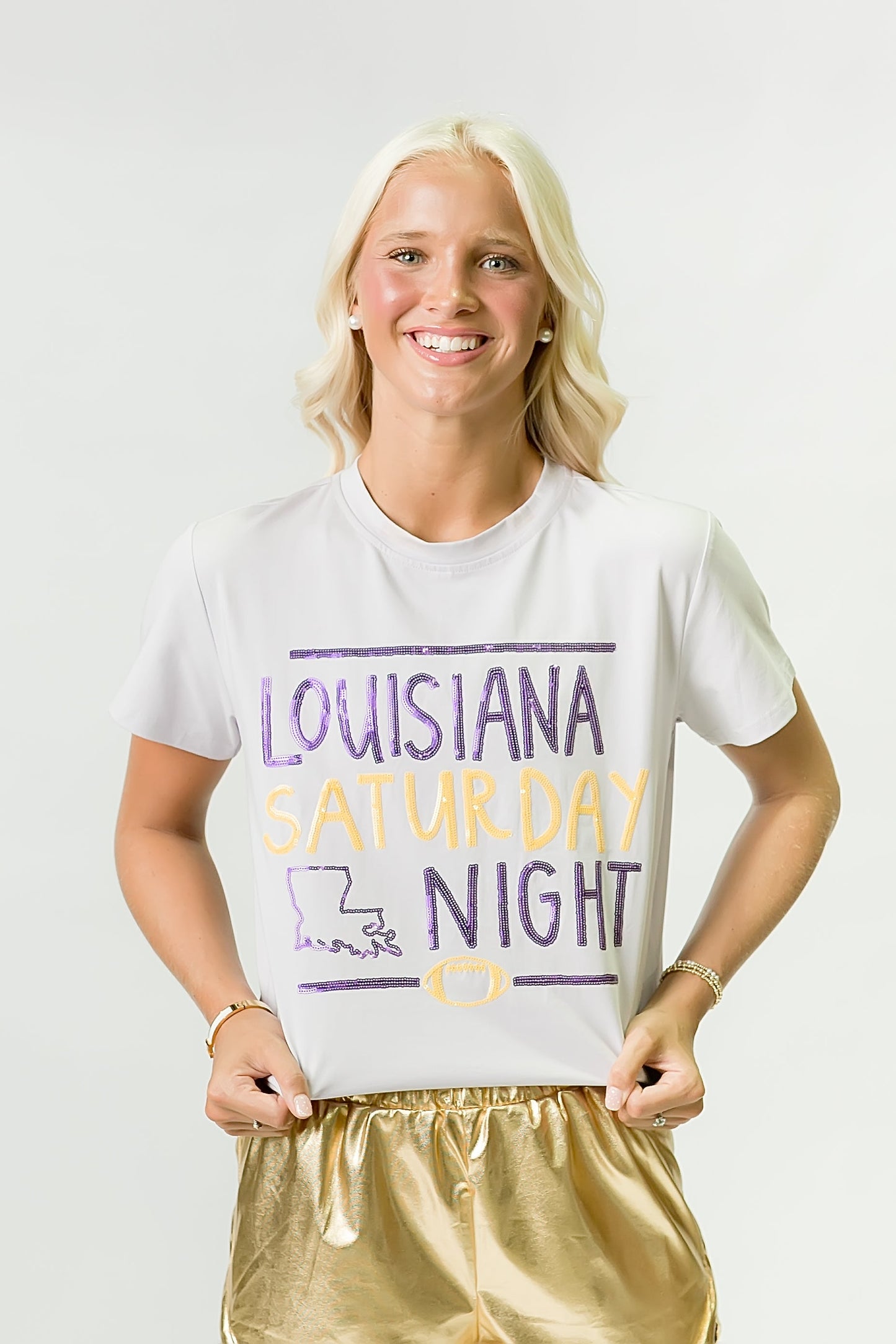 Louisiana Saturday Night Sequin Adult Shirt