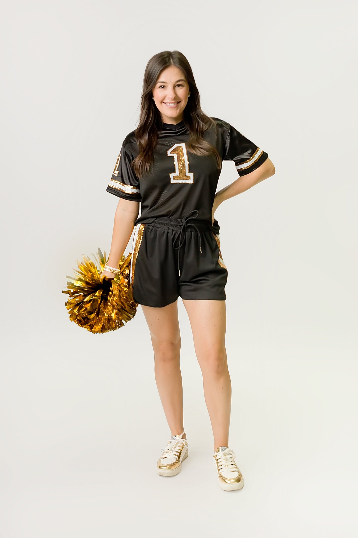 Black and Gold Sequin Shorts