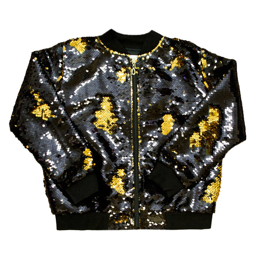 Black And Gold Flip Sequin Adult Jacket
