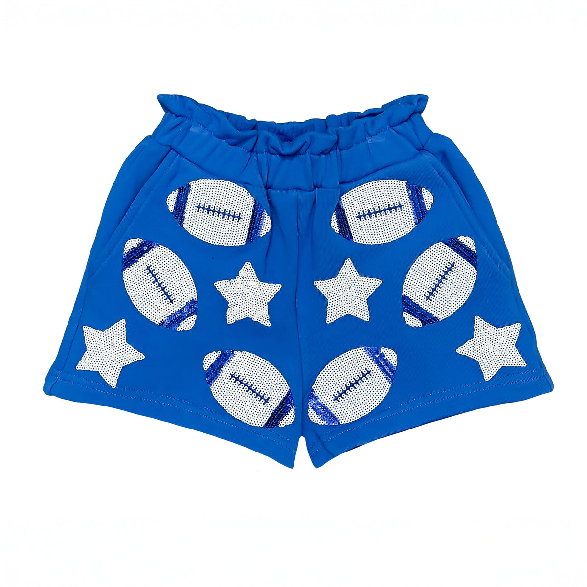Women's Royal Blue Football Sequin Shorts