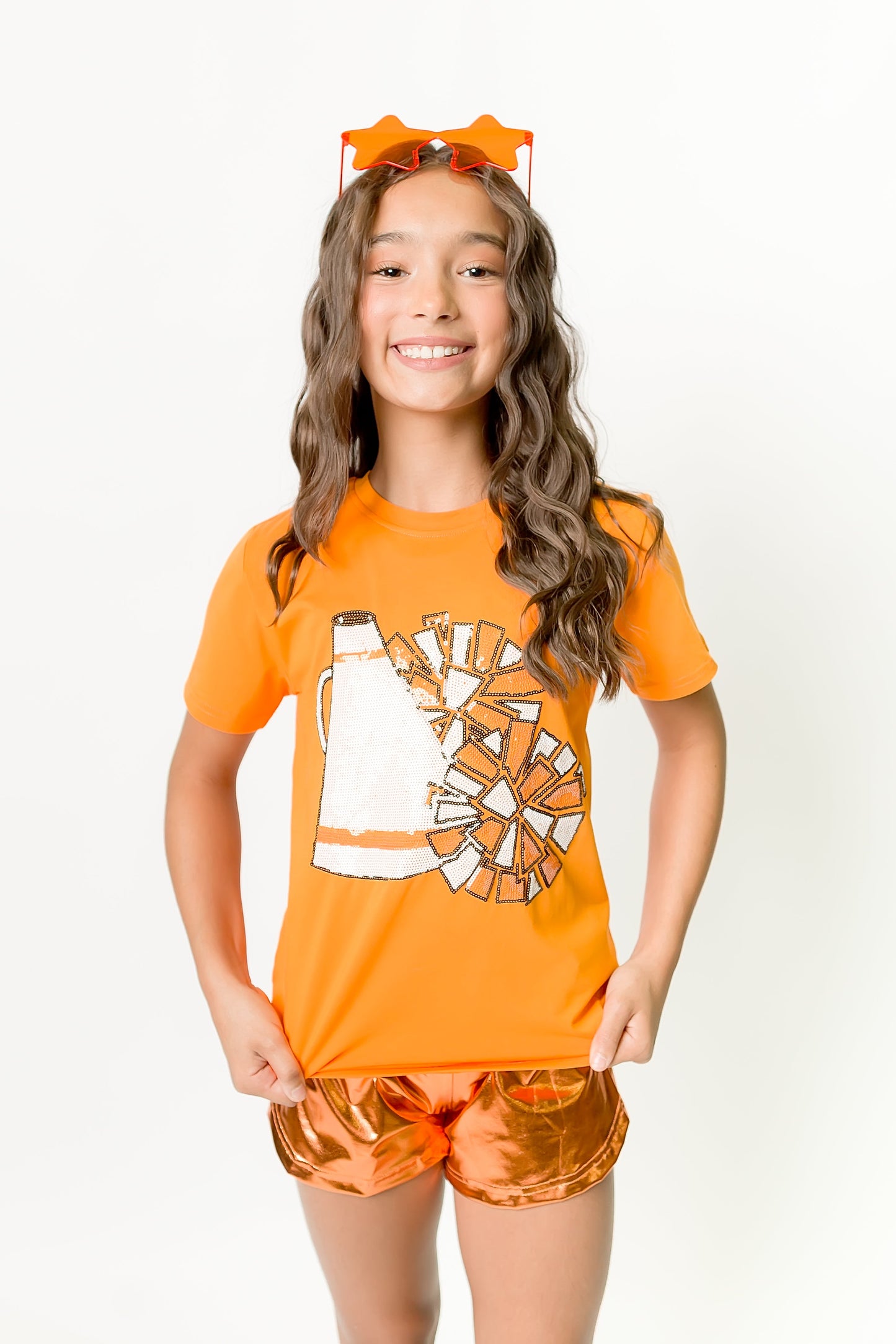 Orange Metallic Shorts