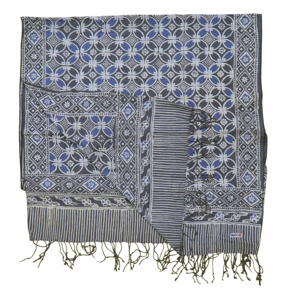 Handmade Batik Scarf - soft Cotton - Charcoal Grey