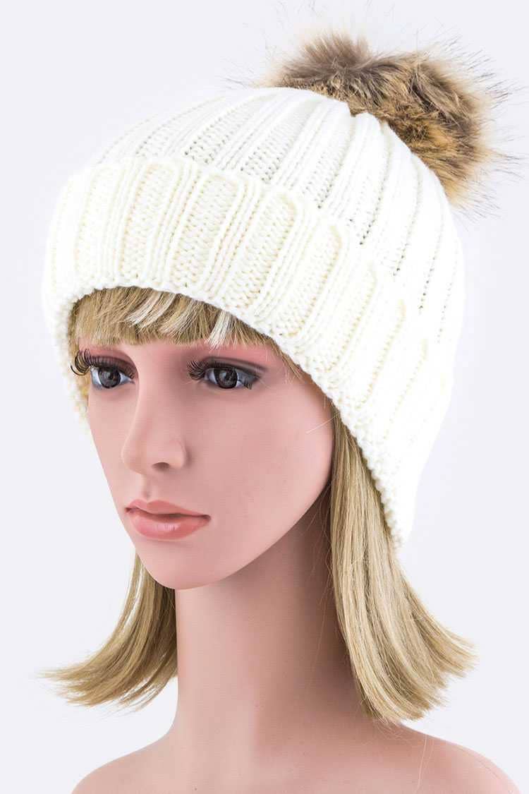 Detachable Fur Pom Fashion Beanie