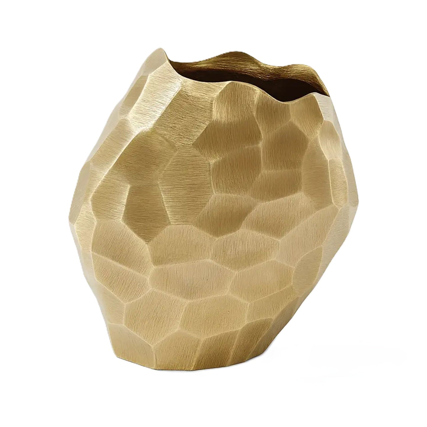 Faceted Gold Aluminum Vase | Modern Sculptural Décor