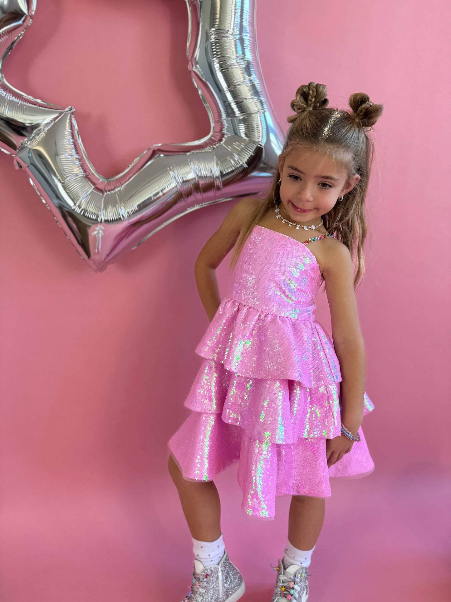 Pink Sequin Gem Dress 
