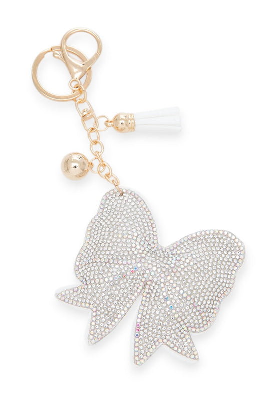 Rhinestone Bow Tie Pillow Key Chain