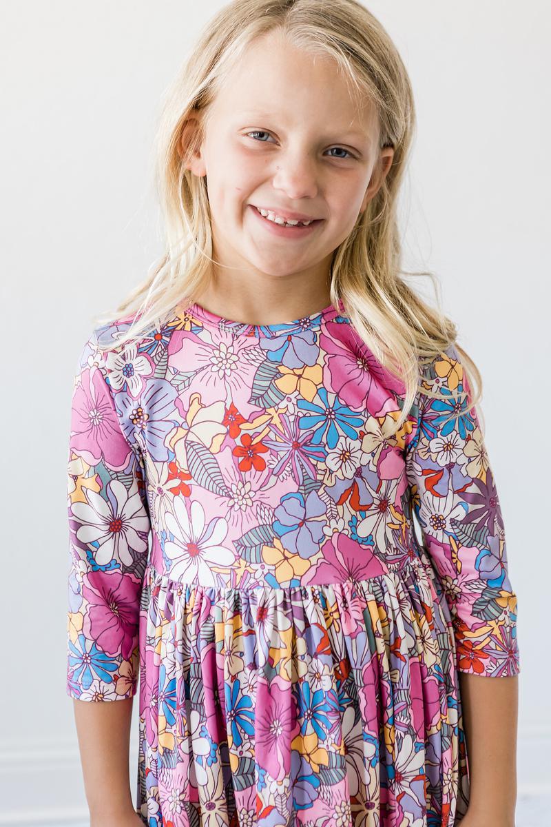 Mauve What's Up Buttercup 3/4 Sleeve Pocket Twirl Dress