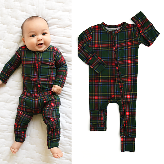 Tartan Convertible Zip Onesie