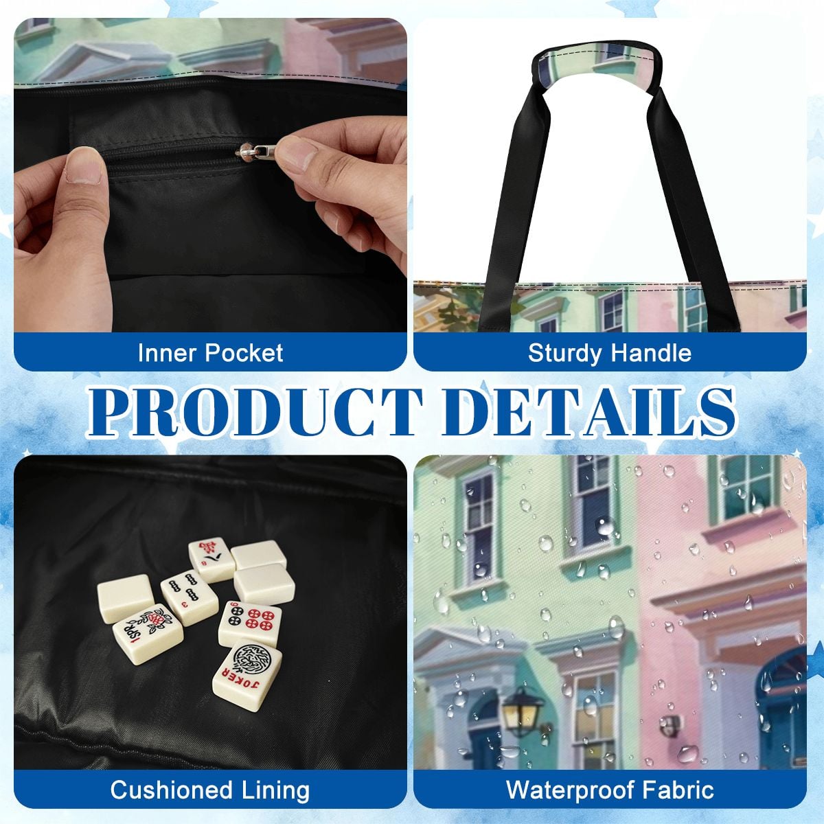 Charleston South Carolina Rainbow Row Mahjong Bag Bundle Set