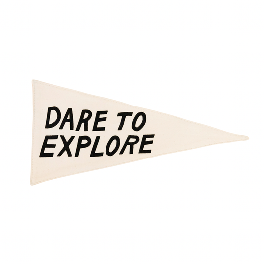“Dare to Explore” Canvas Pennant | Adventure Wall Flag