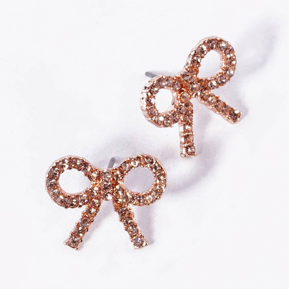 Crystal Stone Studded Ribbon Stud Earrings