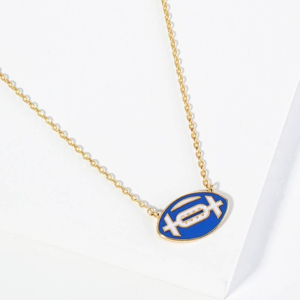 Gold Dipped Gameday Enamel Football Pendant Necklace
