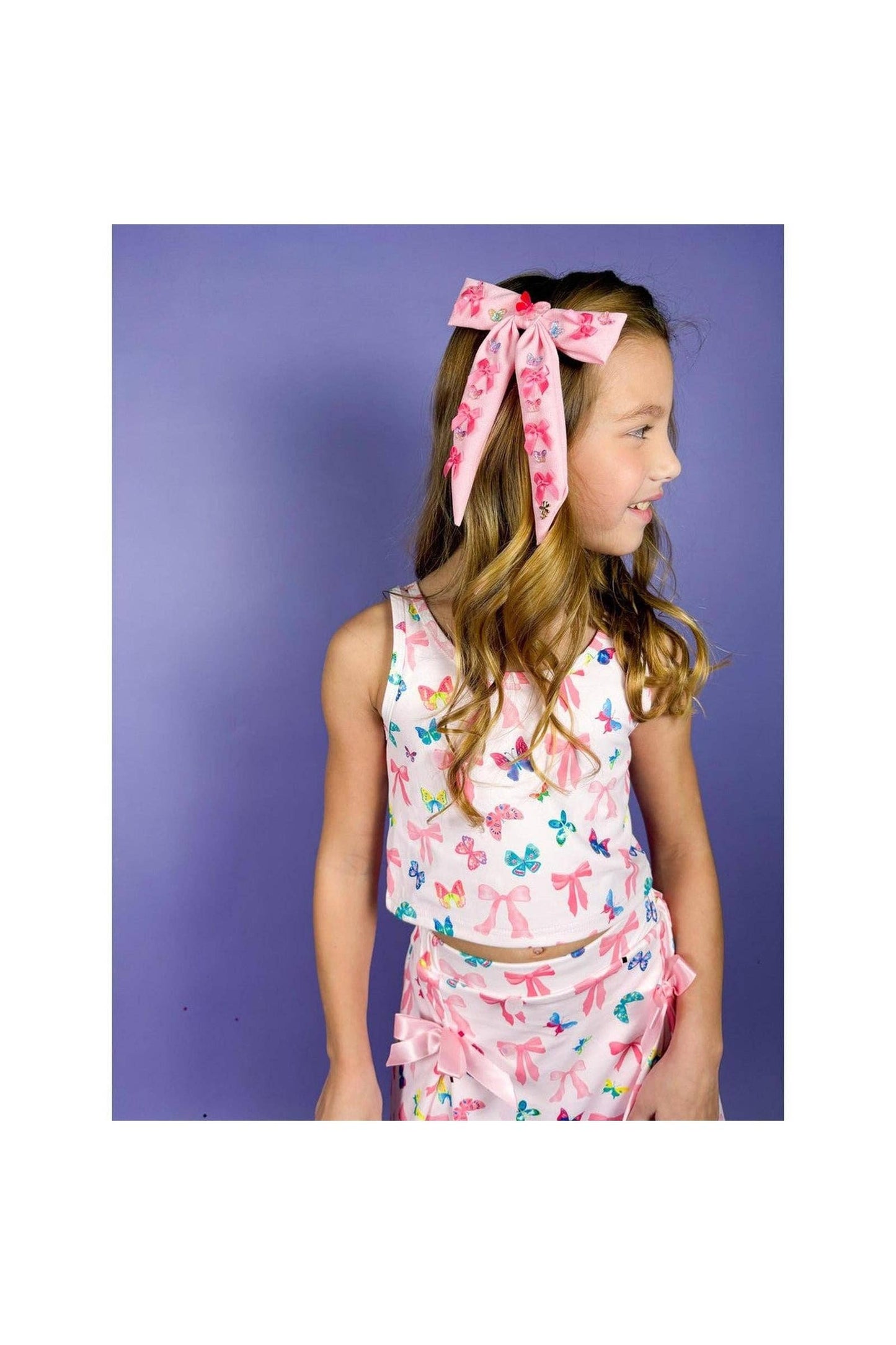 Bow and Butterfly Two-Piece Athletic Tank and Skort Set