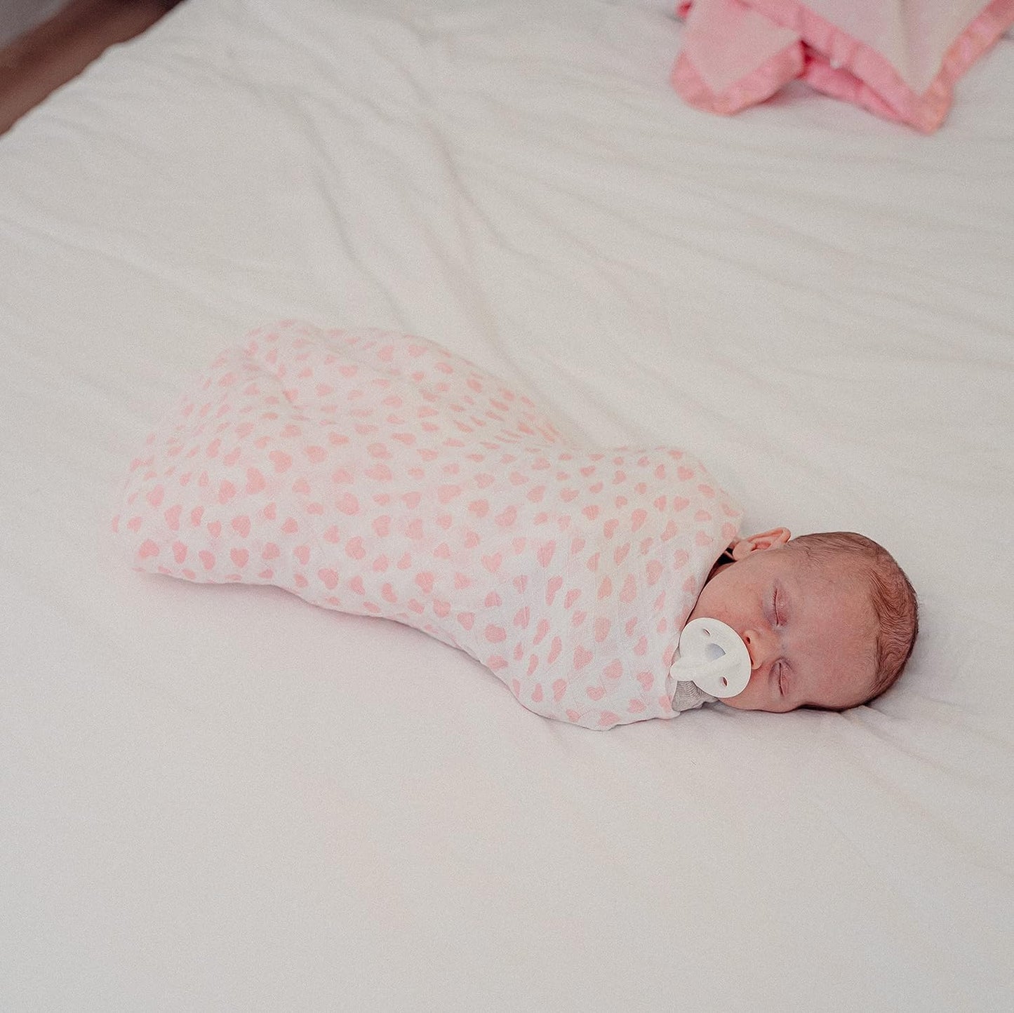 Muslin Swaddle Blankets in Pink, 4 Pack