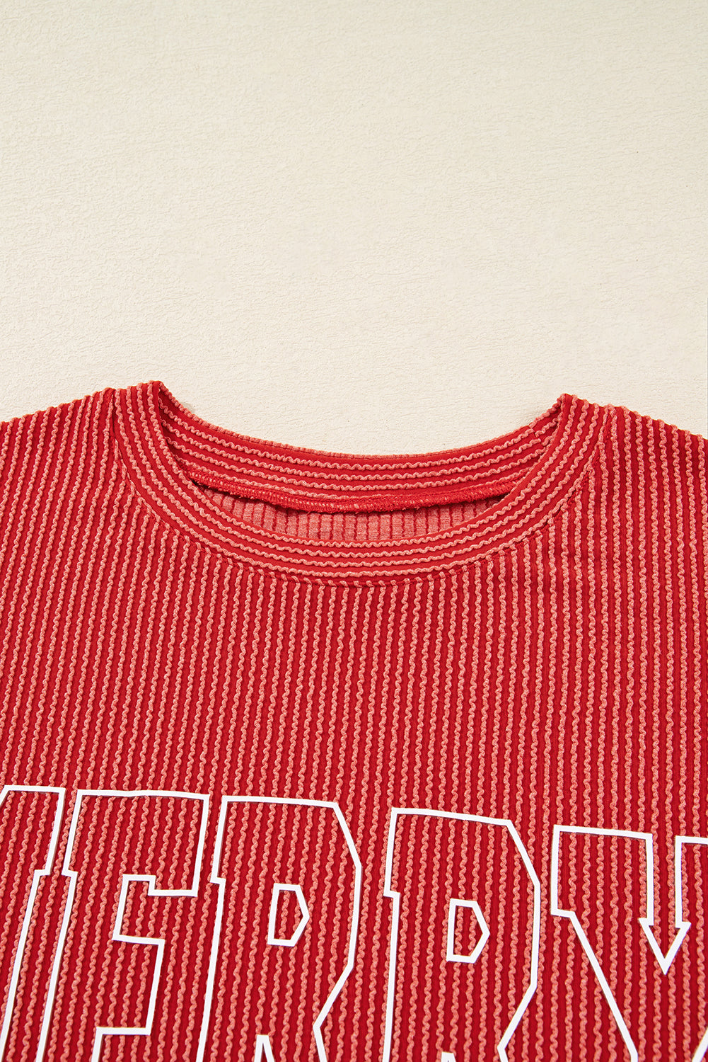 Christmas MERRY/JOLLY Letter Print Long Sleeve Top