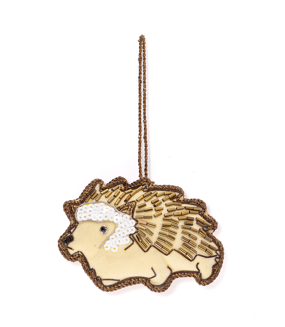 Larissa Plush Hedgehog Beaded Fabric Ornament - Embroidered