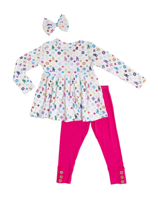 SR Logo Peplum Top and Legging Set