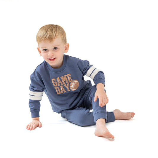 Cozy Drop Sleeve Sweatshirt with Varsity Stripes