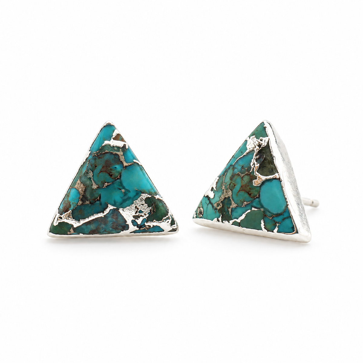 Ellie Triangle Turquoise Studs in Sterling Silver
