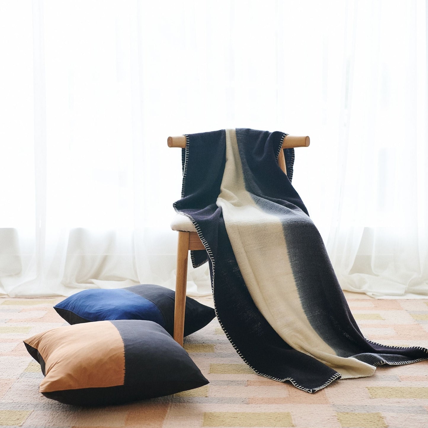 Handwoven Black and White Ink Soft Merino Throw Blanket