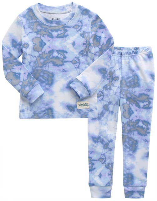 Tie Dyeing Winter Blue Long Sleeve PJs