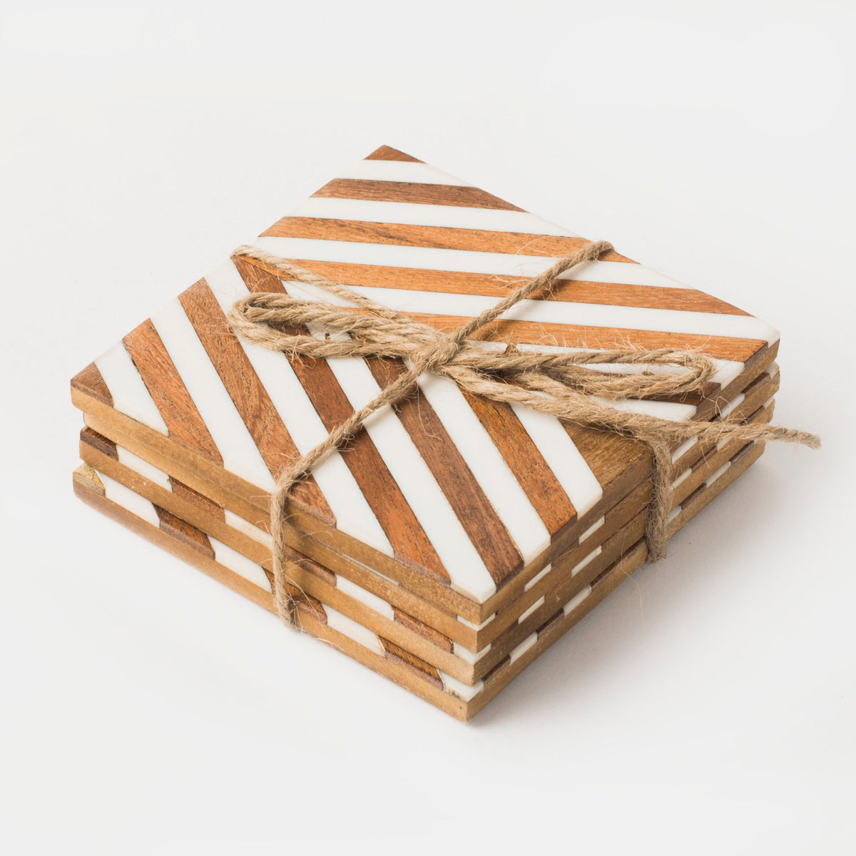 Handcrafted Marquewood Chevron Coasters – Set of 4