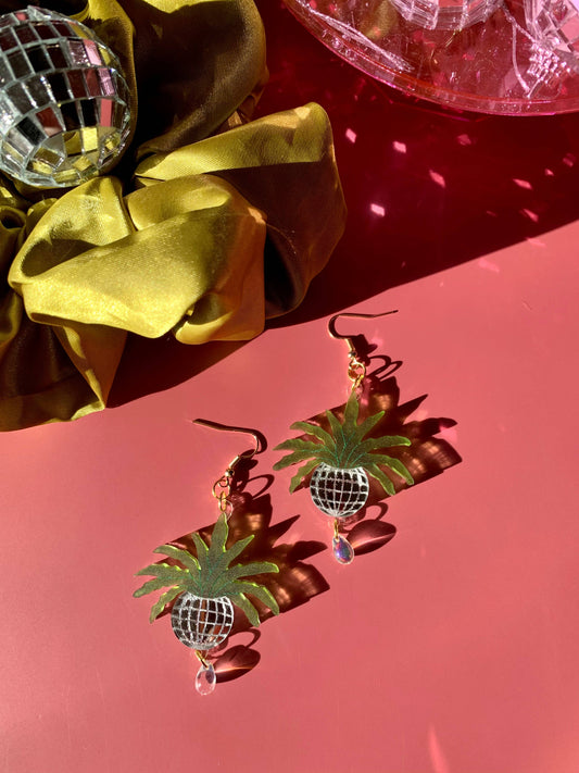 Disco Ball Planter Acrylic Earrings