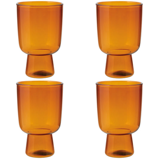 Set of 4 Tumbler 11oz Pedestal Amber