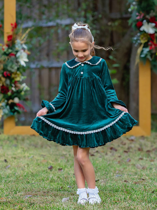 Green Velvet Girl's Nightgown