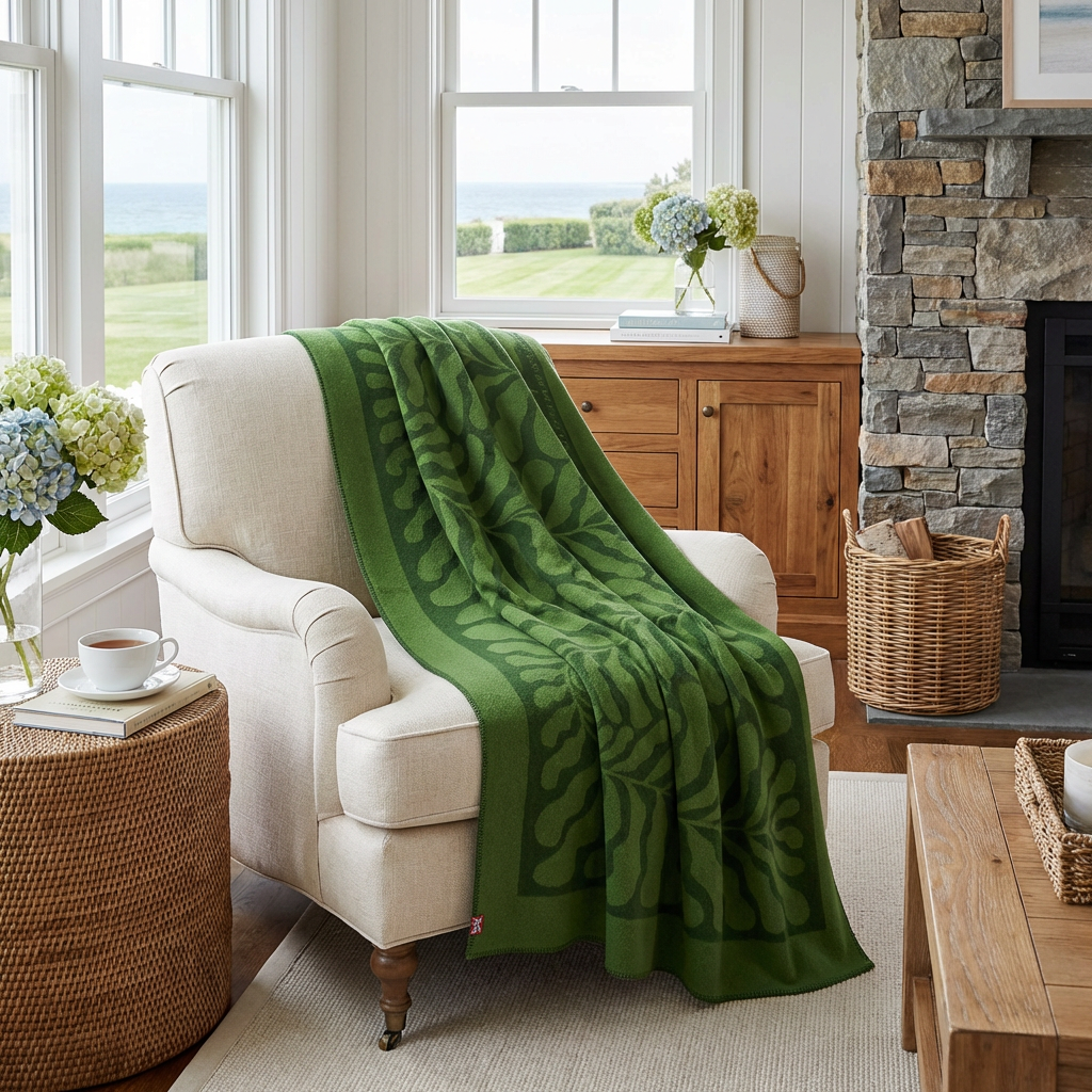 Southampton Home Merino Wool Fleece Throw - Leaf
