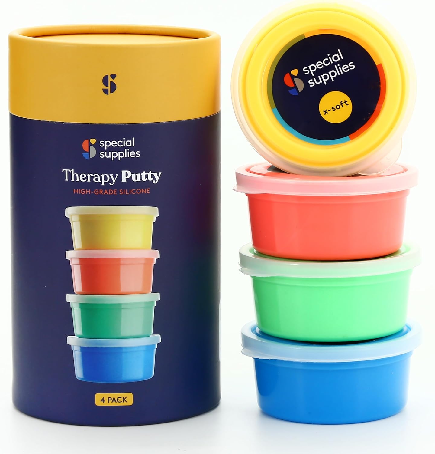 Special Supplies Therapy Putty Gift Set for Kids, Teens and Adults - Resistive Hand Exercise Stress Relief Therapy Putty Kit, Set of 4 Strengths, Three Ounces of Each Putty (Primary Colors)