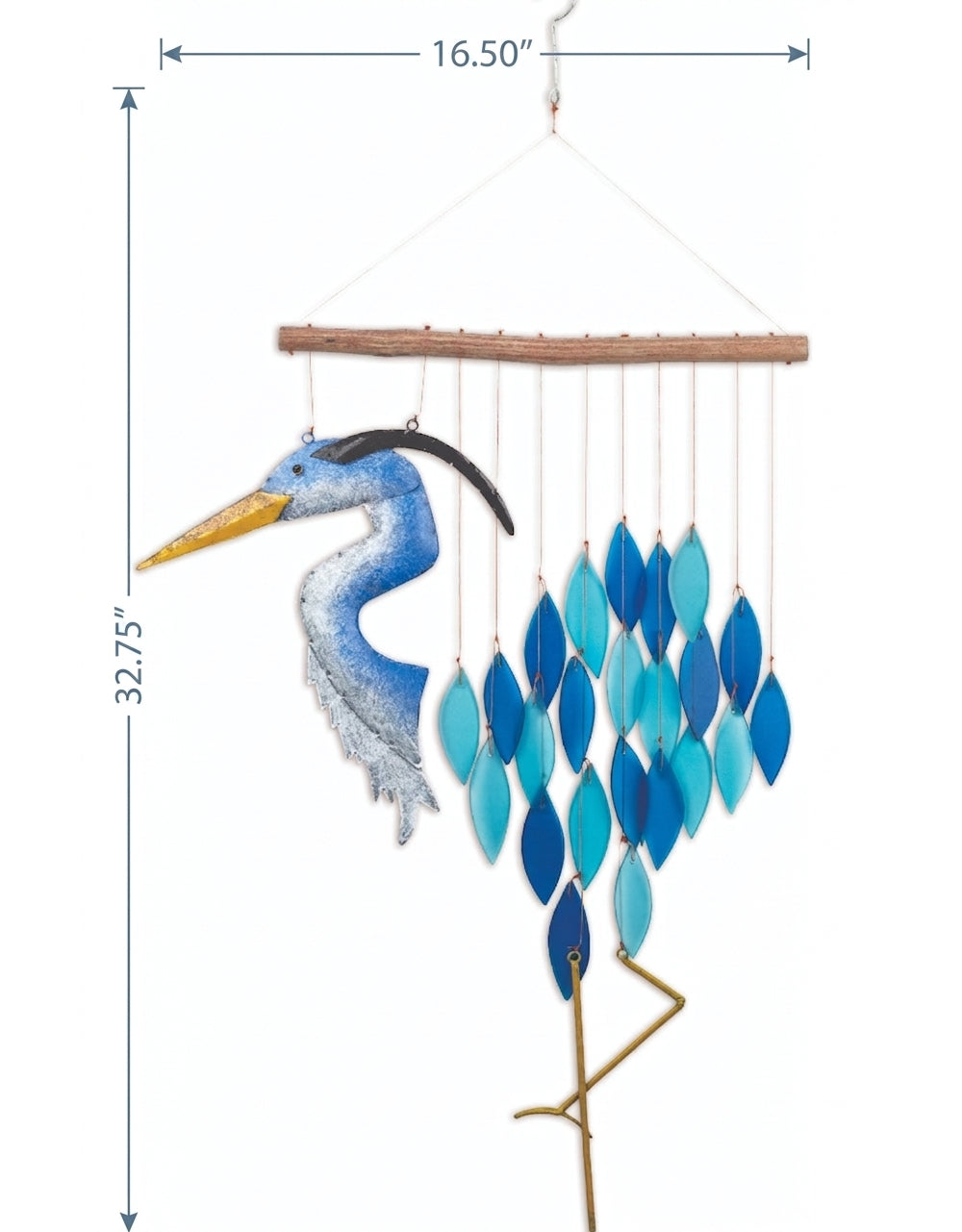 Heron Sea Glass Wind Chime