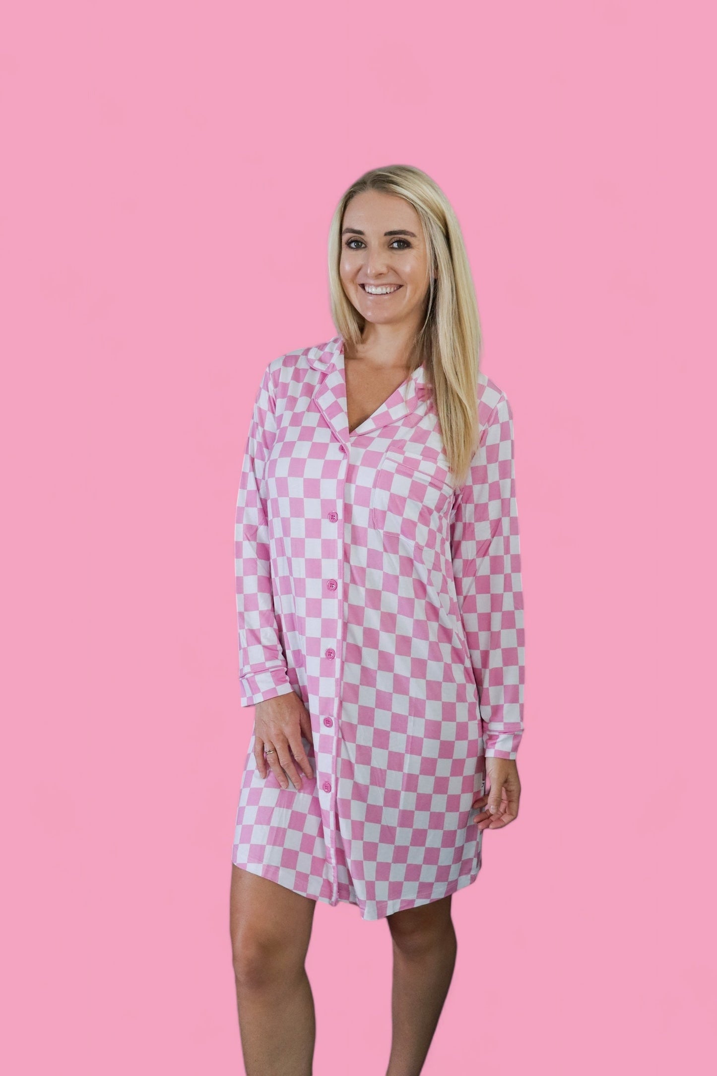 BUBBLEGUM CHECKERS WOMEN’S DREAM GOWN