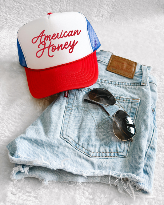 American Honey 🍯🇺🇸 Trucker Hat (Women/Youth Sizes Available)