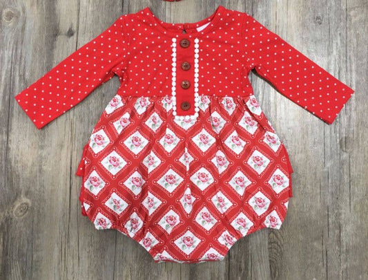 Red Polka Dot/Rose Romper