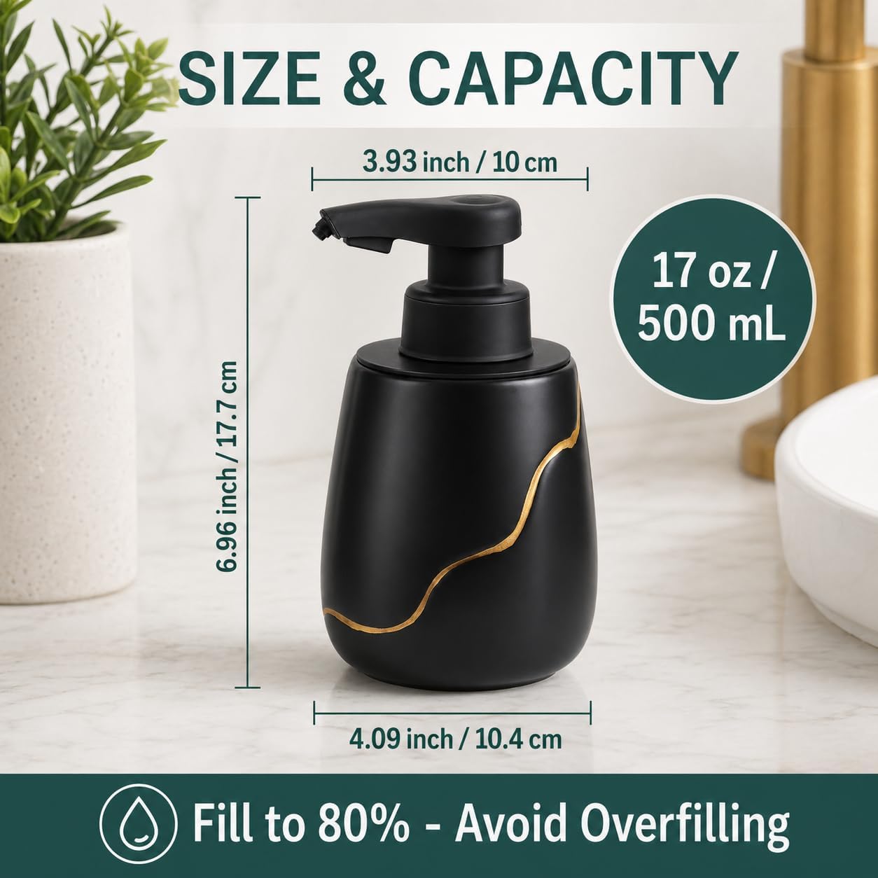 BosilunLife Nordic Garden Automatic Foaming Soap Dispenser Recycled Eco-Clay 18.94 oz