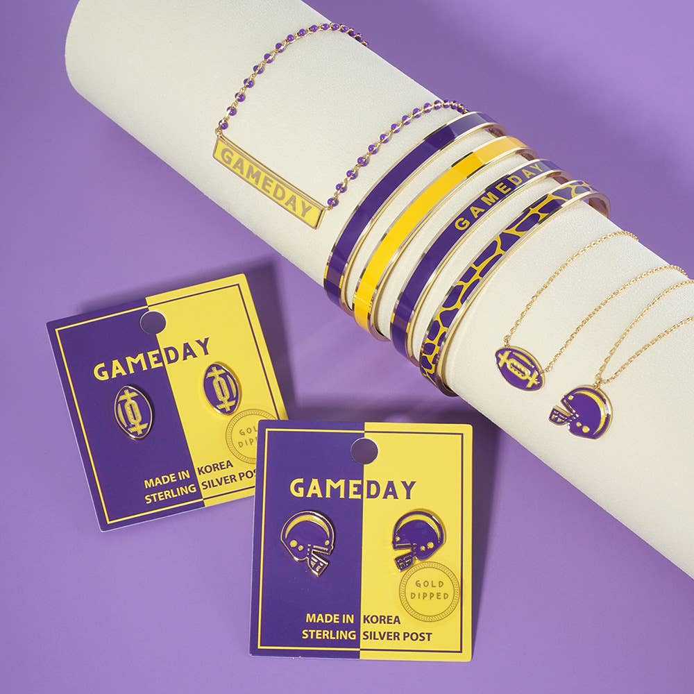 Gold Dipped Gameday Enamel Football Pendant Necklace