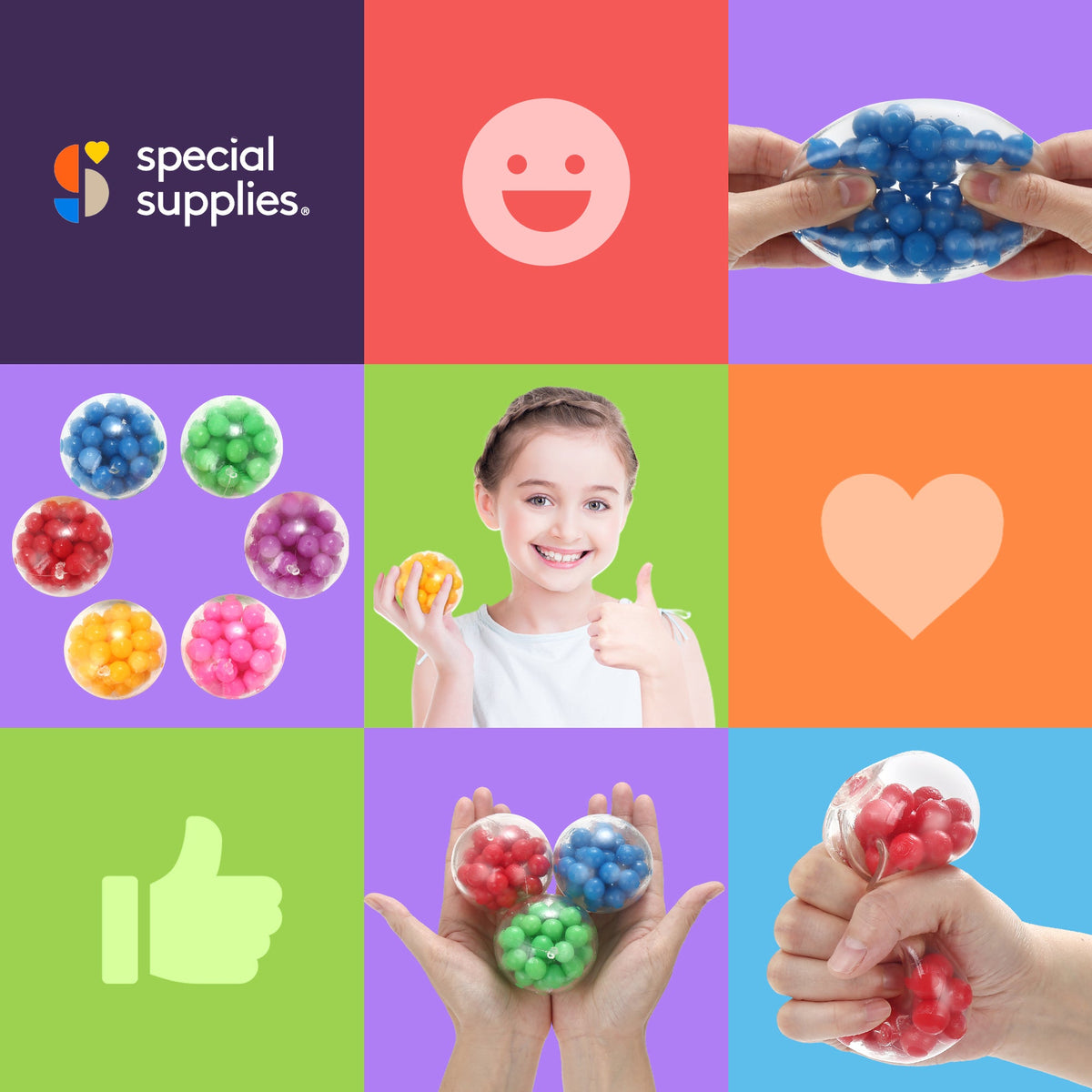 Squishy Stress Balls 6-Pack – Colorful Sensory Fidget Toys for Stress Relief, Anxiety Relief, Focus & Relaxation for Kids and Adults
