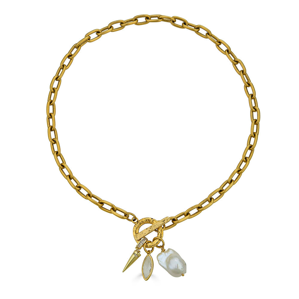 Marquise & Pearl Toggle Necklace