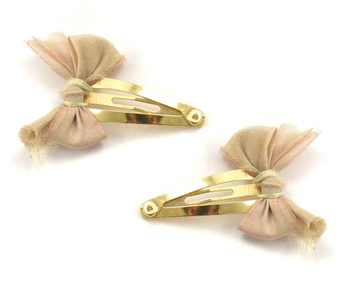 Mini Dip Dyed Fabric Bow Hair Clips — Handcrafted Silk Bows