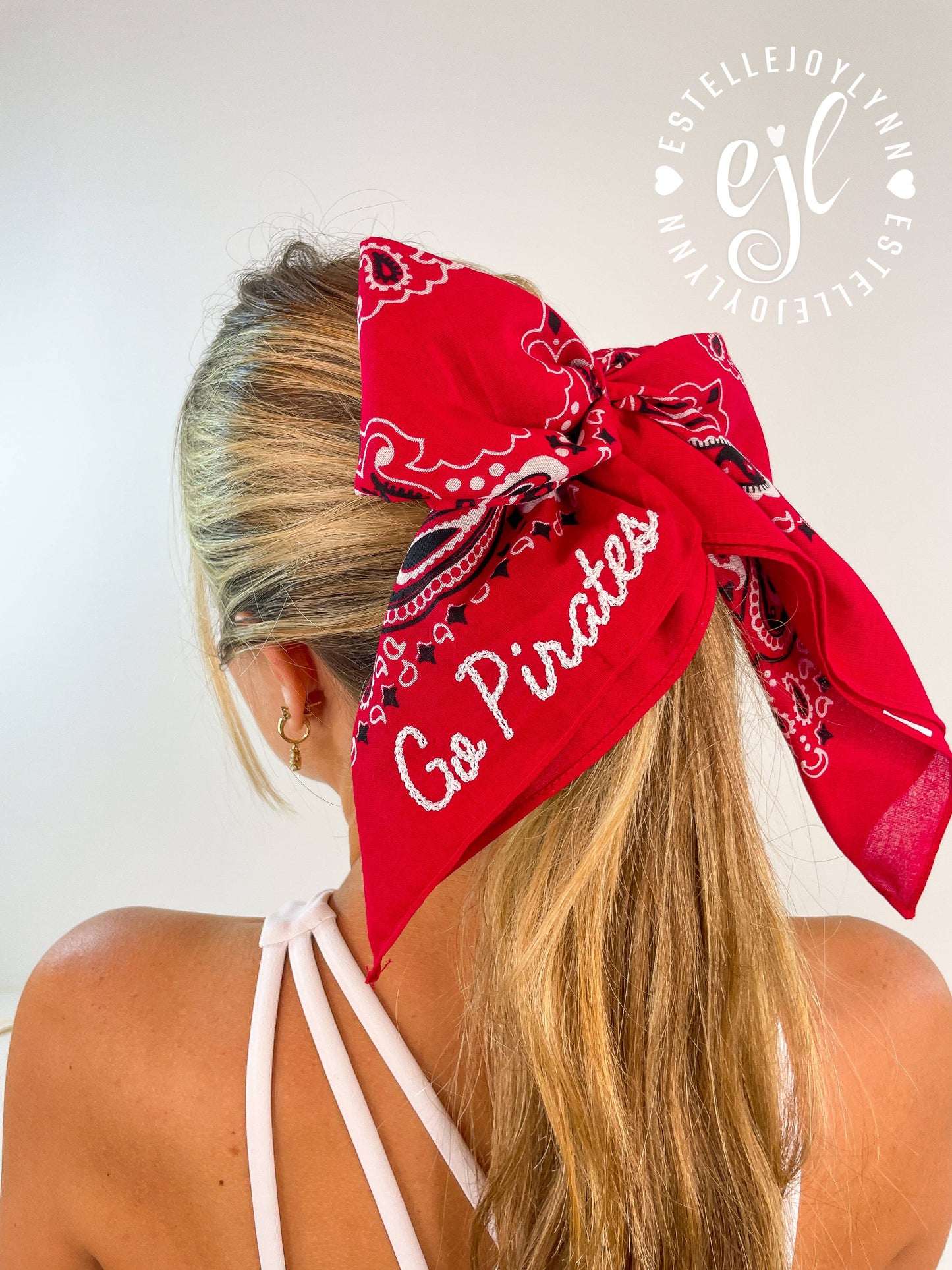 Hair Bandana Bows CUSTOM School Spirit Embroidered