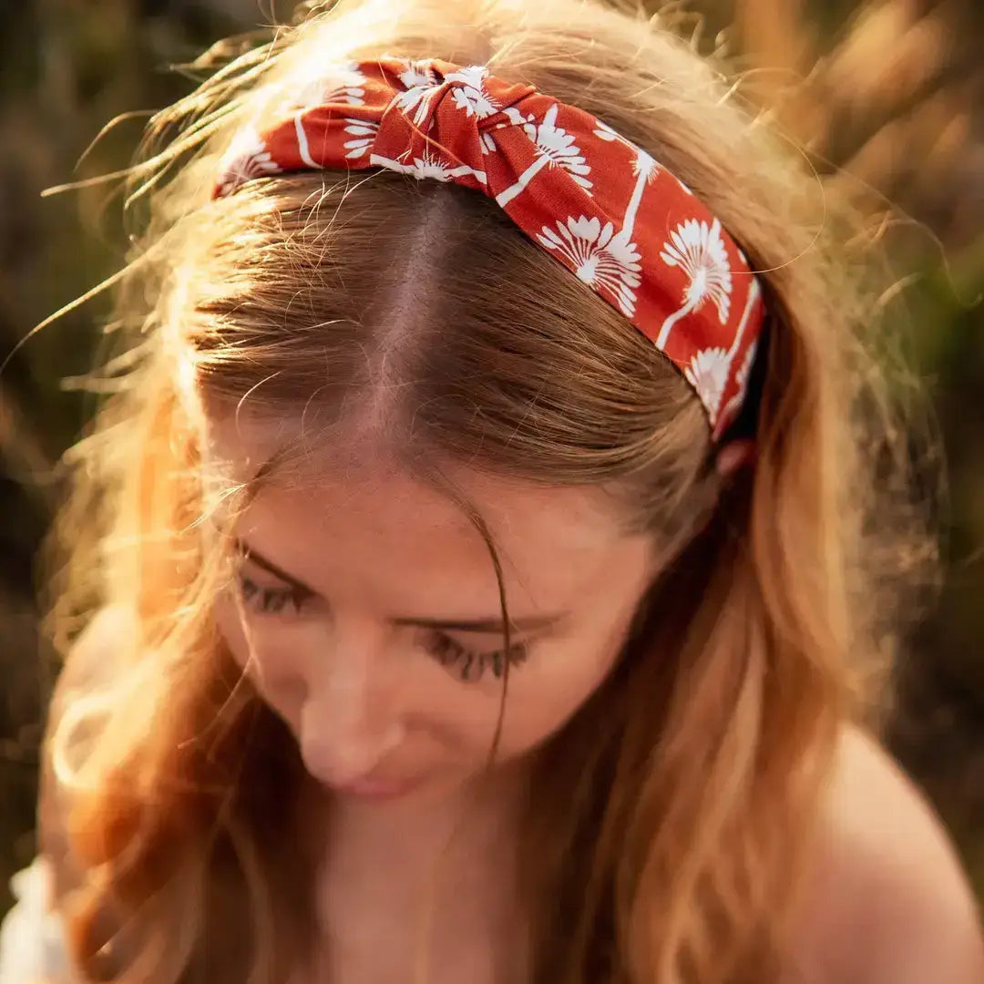 Retro Flowers Top Knot Headband