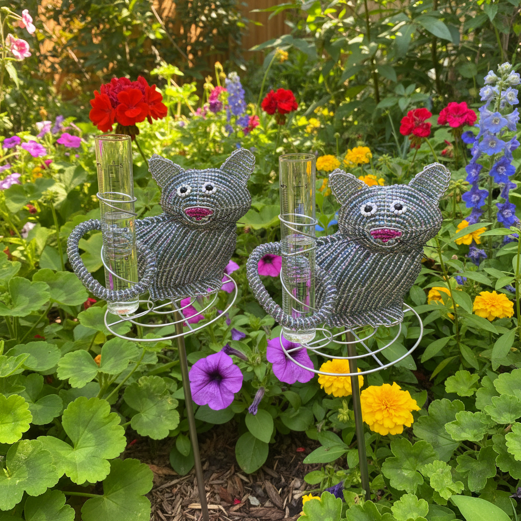 Rain Gauge Cat (Set of 2)