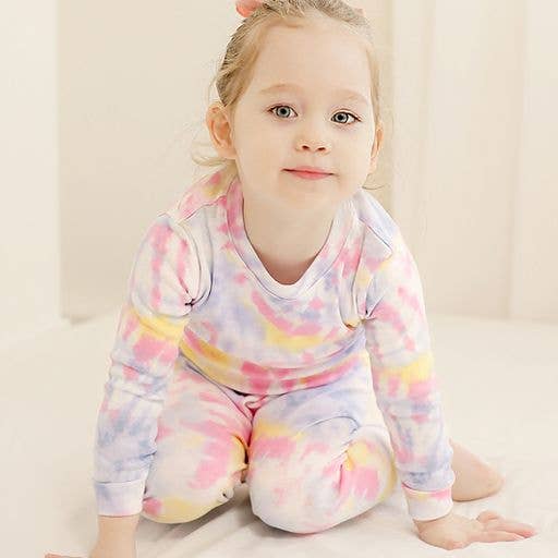 Tie Dye Blue Pink Yellow Long Sleeve PJs
