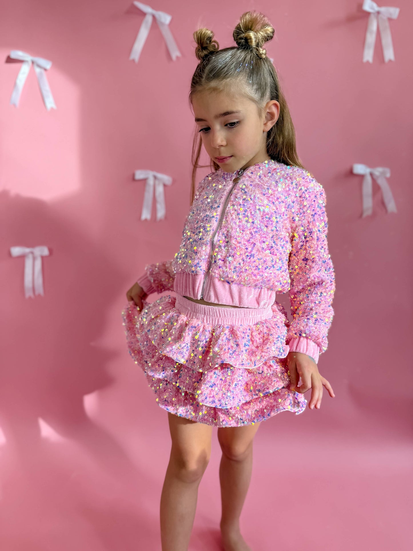 Pink Sequin Two Piece Set 
